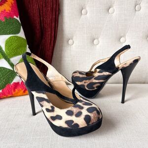 Marco Santi Black Leopard Platform Heels Size 7.5